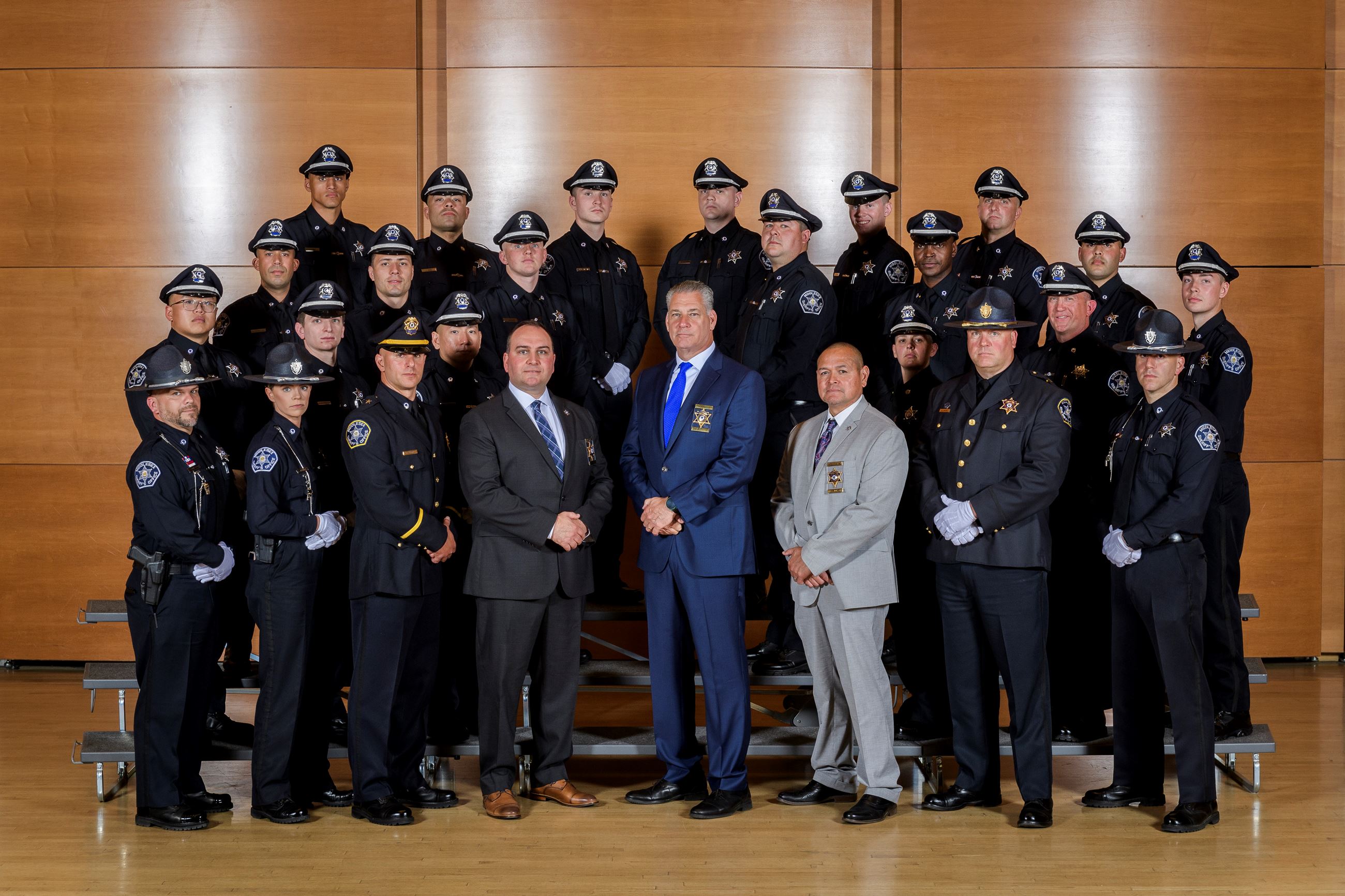 50th Basic Training Academy class photo with command and training academy staff in front.